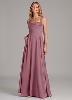 Azazie Shaude Bridesmaid Dresses Vintage Mauve A-Line Pleated Chiffon Dress image3