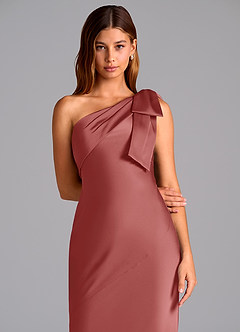 Azazie Yuanna Suknie dla druhen Syrena Jedno ramię Satyna elastyczna Do ziemi Sukienka image7