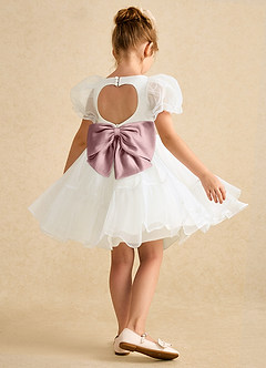 Azazie Debbie vestidos de niña de las flores Vestido de Marfil Rosa Empolvado de Organza de Princesa con Escote de Corazón image6