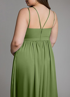 Azazie Emree Robes de demoiselle d'honneur de maternité Robe Trapèze Avec poches Longueur sol Satin extensible image11