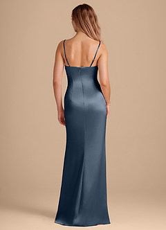 Azazie Camila Brautjungfernkleider Etui Herzausschnitt Metallischer Satin Kleid Dunkelmarine image5