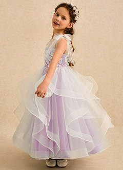 Azazie Zoey vestidos de niña de las flores Vestido Rosa Caramelo de Tul de Vestido de princesa con Encaje image4