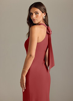 Azazie Doretta Bridesmaid Dresses Rust Mermaid Pleated Chiffon Dress image6