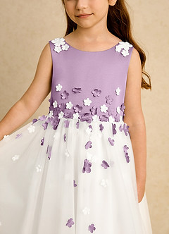 Azazie Eleni Flower Girl Dresses Ivory Wisteria Ball-Gown Bow Tulle Dress image7