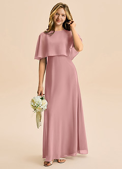Azazie Maris Junior Abito A-Line in Chiffon Rosa Polverosa image1