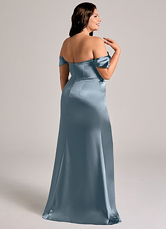Azazie Saige Bridesmaid Dresses Twilight Sheath Off the Shoulder Metallic Satin Convertible Dress image14