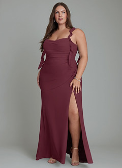 Azazie Jessamine Brautjungfernkleider Meerjungfrau-Linie Korsett Chiffon Kleid Cabernetrot image11