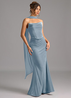Azazie Sorrel Bridesmaid Dresses Dusty Blue Mermaid Corset Velvet Convertible Dress image4