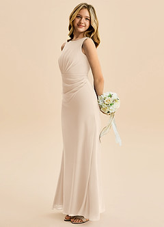 Azazie Floris Junior Robe Trapèze en Mousseline de soie Plissée Albâtre Blanc image5