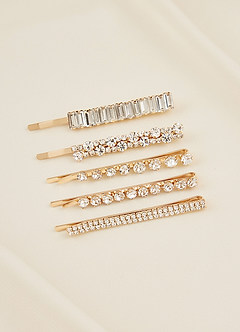 front Assorted Rhinestone Hair Clip Set