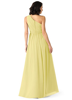 Azazie Mathilda Bridesmaid Dresses Lemon Sorbet A-Line One Shoulder Chiffon Dress image2