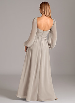 Azazie Alia Bridesmaid Dresses Frost A-Line Long Sleeve Chiffon Dress image4