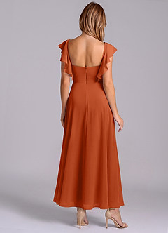 Azazie Leilani 신부 들러리 드레스 A라인 셔링 쉬폰 발목 길이 드레스 image2