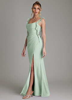 Azazie Jessamine Abiti da Damigella Abito Sirena in Chiffon Corsetto Agave image5