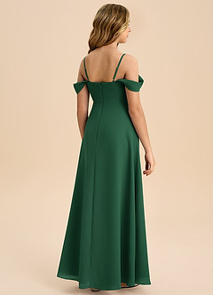 Azazie Anselie Junior Dark Green A-Line Off the Shoulder Chiffon Dress image2