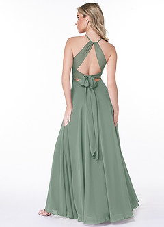 Azazie Evalleen Jurken voor bruidsmeisjes Jurk van Chiffon met A-Lijn Geplooid Zilveren Salie image4