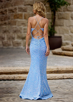 Luxey Blu Chiaro Abito da ballo in velluto con paillettes image2