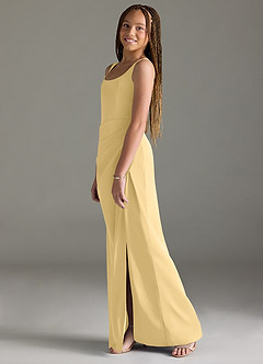 Azazie Mero Junior Butter Mermaid Pleated Stretch Satin Dress image4