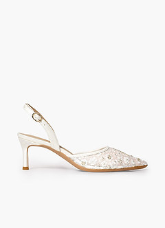 front Hand-Beaded 3D Flowers Bridal Shoes