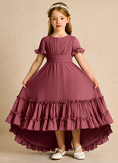 Azazie Kass Blumenmädchenkleider A-Linie Plissee Chiffon Kleid Merlot image2