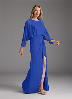 Azazie Ysabella vestidos de madre de la novia Vestido de Azul Real de Malla de Sirena con Plisado image1