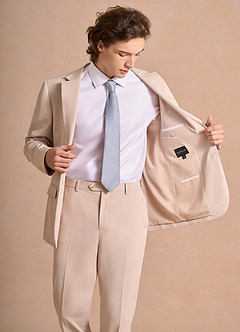 front Carter Marrone Chiaro Giacca da abito in misto cotone e lino