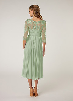 Azazie Tutu Mother of the Bride Dresses Dusty Sage A-Line Boatneck Lace Chiffon Dress image2
