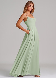 Azazie Elle Bridesmaid Dresses Dusty Sage A-Line Pleated Chiffon Dress image5