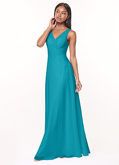 Azazie Nala Bridesmaid Dresses Jade A-Line Pleated Chiffon Dress image3