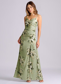 Azazie Azuree Suknie dla druhen Linia A Pofałdowany Satyna elastyczna Do ziemi Sukienka image5