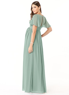 Azazie Verna Maternity Bridesmaid Dresses A-Line V-Neck Ruched Chiffon Floor-Length Dress image4