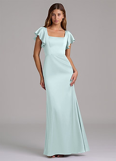 Azazie Elkie Final Sale Sea Glass Mermaid Square Neckline Stretch Satin Dress image1
