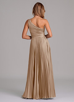 Azazie Lyrica Bridesmaid Dresses Taupe A-Line One Shoulder Stretch Satin Dress image8