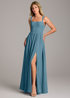 Azazie Rosaline Bridesmaid Dresses Bermuda A-Line Side Slit Chiffon Dress image3
