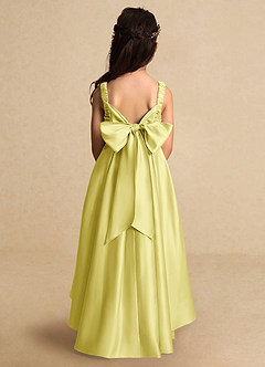Azazie Kat Robe Demoiselle D'honneur Fillette Robe Trapèze en Mat Satiné Plissée Sorbet Citron image3
