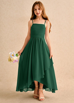 Azazie Twilight Dance Girls Formal Blumenmädchenkleider A-Linie Plissee Chiffon Kleid Dunkelgrün image4