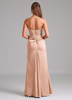 Azazie Lucille Vestidos de damas de honor Vestido de Oro Rosa de Satén Elástico de Corte Sirena Convertible con Sin tirantes image2