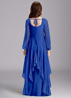 Azazie Clara Junior Jurk van Chiffon met A-Lijn Blouson Koningsblauw image2