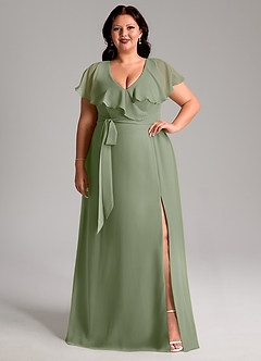 Azazie Lainey Bridesmaid Dresses Pistachio A-Line with Pockets Chiffon Dress image8