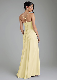 Azazie Toya Bridesmaid Dresses Lemon Sorbet A-Line Corset Chiffon Dress image2