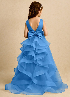 Azazie Lior Flower Girl Dresses Blue Jay Ball-Gown Pleated Tulle Dress image1