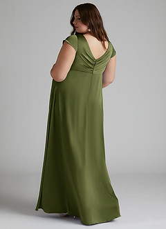 Azazie Allessia Maternity Bridesmaid Dresses A-Line Pleated Stretch Satin Floor-Length Dress image9