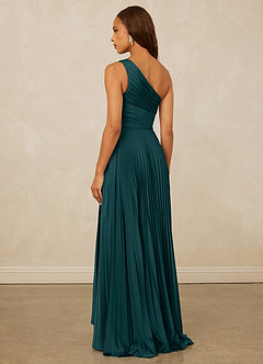 Christian Siriano Bridal for Azazie 1008 Bridesmaid Dresses Pine A-Line One Shoulder Stretch Satin Dress image2