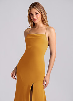 Azazie Grata Brudtärnklänningar Klä av Sjöjungfru i Chiffong Plisserad Knäck image7