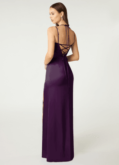Azazie Desi Robes de demoiselle d'honneur Robe Fourreau en Satin extensible Corset dos nu Grain De Raisin image5