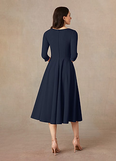 Azazie Nassif Mother of the Bride Dresses Dark Navy A-Line Stretch Crepe Dress image4