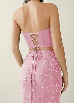Esme Powder Pink Two-piece Corset Stretch Satin Mermaid Prom Dress image6