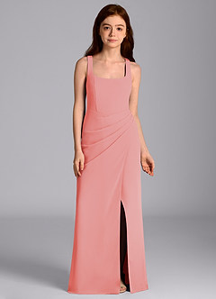 Azazie Mero Junior Coral Mermaid Pleated Chiffon Dress image6