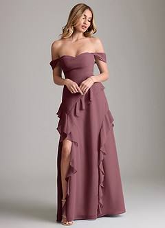 Azazie Sloane Bridesmaid Dresses Sangria A-Line Sweetheart Neckline Chiffon Dress image4