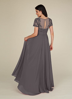 Azazie Annette Mother of the Bride Dresses Steel Grey A-Line Lace Chiffon Dress image2